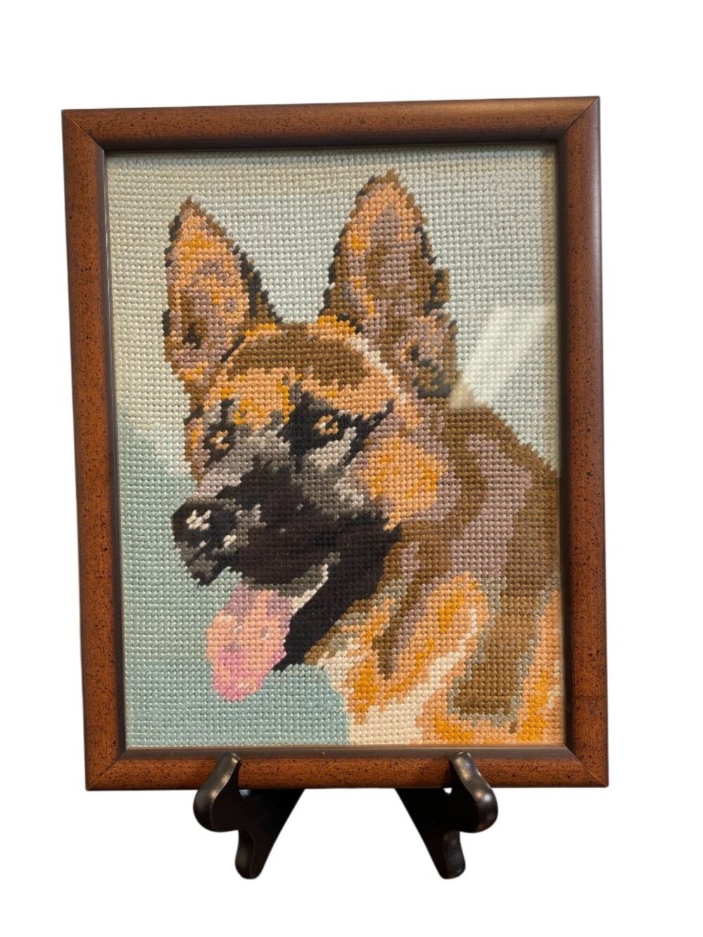 Vintage Needlepoint Wall Art - Dog - Cottage Core, Grandma Core - Poland